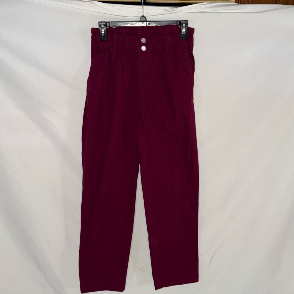 LOFT Outlet Burgundy High-Rise Straight Leg Elastic Waist Pants XS EUC - Picture 1 of 4